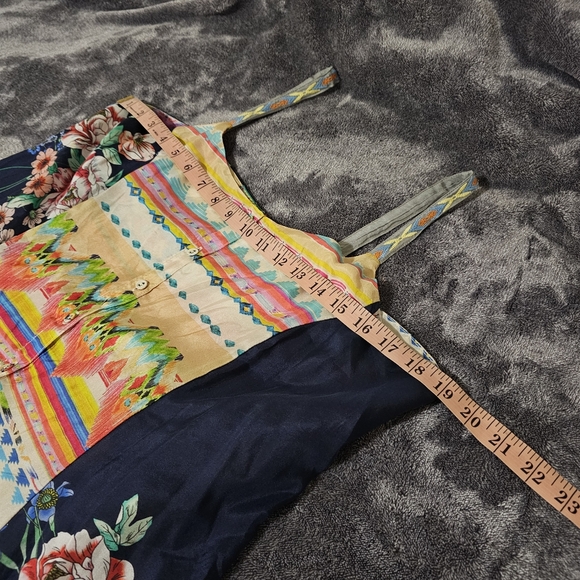 Johnny Was Silk Boho Maxi Dress Buttondown Sleeveless Multi Print Rare Medium - Picture 10 of 17